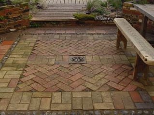 Riverside Garden reclaimed herringbone patio