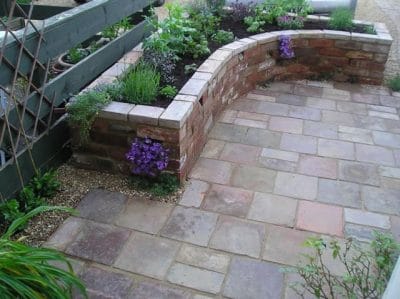 Paving raised herb bed