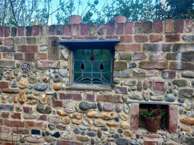 Feature Wall Reclaimed brick and flint wall