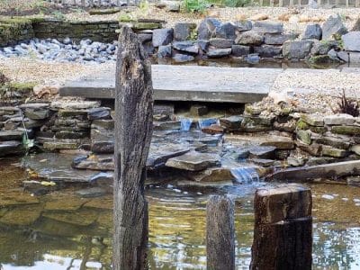 Mini waterfall Mini waterfall in garden pond